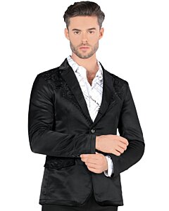 Saco Negro Bordado Moda Lamasini 506 Para Hombre