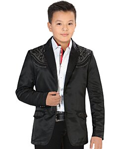 Saco Color Negro Bordado Para Niño Lamasini 504