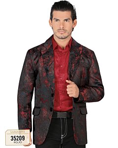 Saco Moda Lamasini Color Rojo Brilloso 35209 Para Hombre