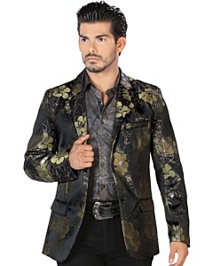 Saco Fino Negro Lamasini Flores Gold 501
