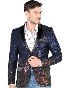 Saco Fino Multicolor Metálico Para Hombre Azul Rey