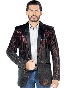 Saco Fino Multicolor Metálico Para Hombre Vino-Negro