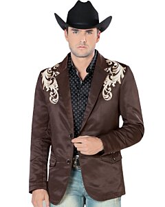 Saco Bordado Para Hombre Moda Montero Color Café 2173