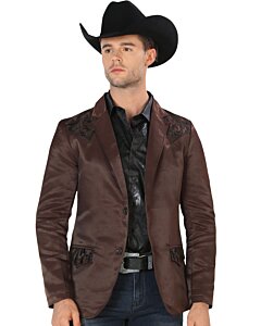 Saco Café Para Hombre Moda Montero Bordado 2178