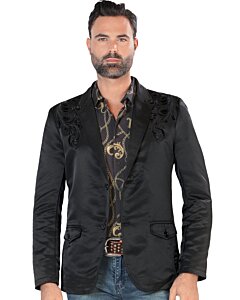 Saco Bordado Para Hombre Moda Montero Negro 2173