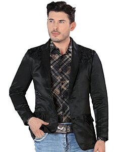 Saco Para Hombre Moda Montero Bordado Negro 2178
