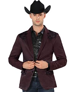 Saco Para Hombre Vino Moda Montero Bordado 2178