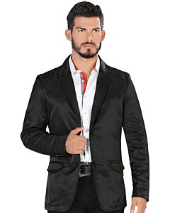 Saco Fino Negro Bordado Negro LAM-494