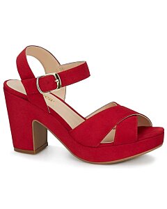 Zapato Para Mujer Abierto De Plataforma Andrea 64867 Color Rojo