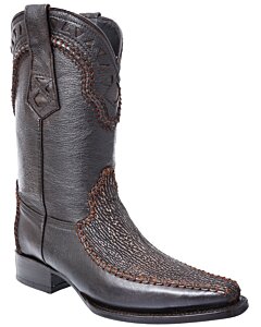 Botas Vaqueras Piel De Tiburón Original Horma Texana Color Café WD 11-154
