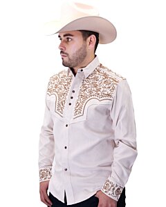 Camisa Vaquera Gamuza Beige Bordada WD Boots 11-930