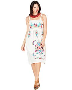 Vestido Bordado Artesanal 603075 Color Beige