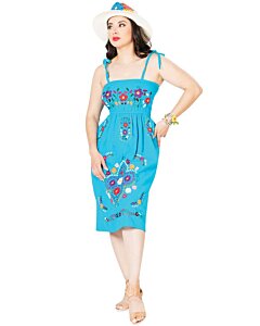Vestido Bordado Artesanal 603076 Color Azul