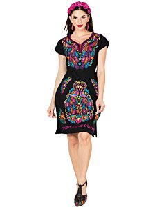 Vestido Bordado Artesanal 603093 Color Negro Look