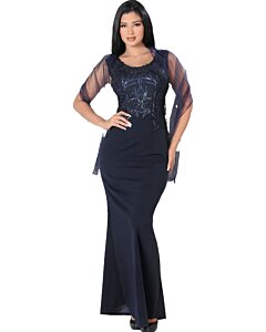 Vestido Largo Elegante Lamasini 5704 Navy