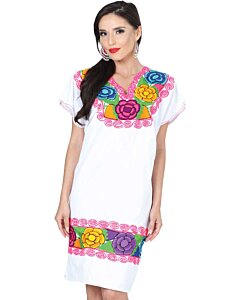 Vestido Zinacantán Mexicano Típico Chiapas 601291 Color Blanco