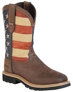 Bota Waterproof Para Trabajo Buff Color Café Barras Y Estrellas