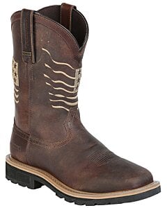 Bota Waterproof Para Trabajo Buff Color Café Oscuro Bordado American Flag