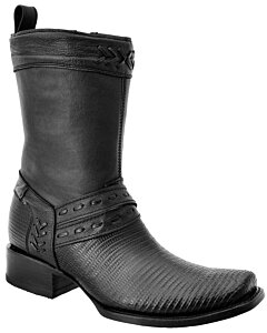 Botas Casuales Piel Original De Lizard White Diamonds Boots 10-014 Negro