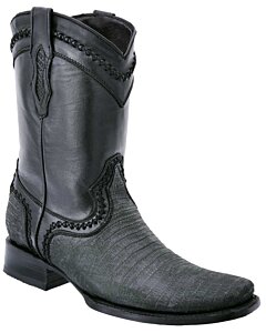 Bota Casual White Diamonds Boots 013, Grabado Lizard, hechas a mano, suela de cuero.