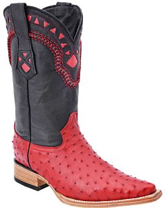 Botas Vaqueras Rojas De Avestruz WD 11-029