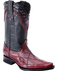 Men´s Wine Eel Western Boots, White Diamonds Boots 072
