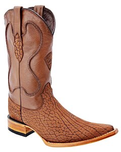 Bota Estilo Vaquera Piel Cuello de Toro Color Miel, White Diamonds Boots 081