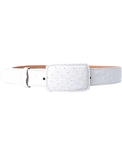 Cinto Vaquero Blanco De Avestruz WD 11-1463 Hebilla Rectangular