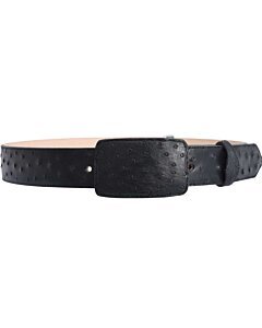 Cinto Vaquero Negro De Avestruz Hebilla Cuadrada