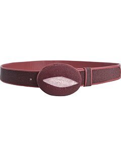 Cinto Vaquero Mantarraya Perla Sencilla Color Vino WD 1447