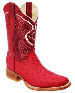 Botas Rodeo Piel De Avestruz Clón Roja WD 11-304