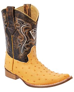 Botas Vaqueras Infantil Grabado Avestruz WD Boots 372 Mantequilla