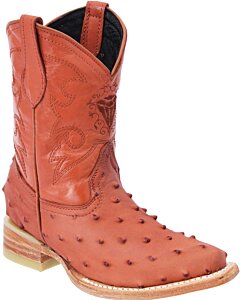 Bota Vaquera De Niño Grabado Avestruz Color Cognac WD 11-373