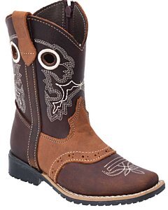 Botas Rodeo Para Niño Color Café Con Zipper WD 11-382