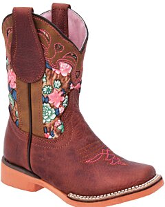 Botas Rodeo Para Niña Flores Color Rosa WD 11-393