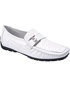 Zapato Mocasín Blanco Para Hombre Piel Avestruz WD 11-409