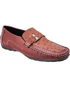 Mocasín Para Hombre Avestruz Original WD 11-407 Color Cognac