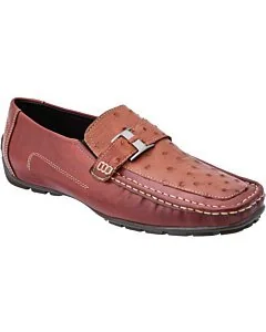 Mocasín Para Hombre Avestruz Original WD 11-407 Color Cognac