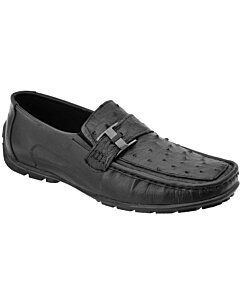 Zapato Mocasín Negro Piel Avestruz Original WD 11-410