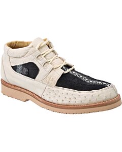 Zapatos Urbanos Piel Mantarraya-Avestruz Color Hueso-Negro WD 11-401