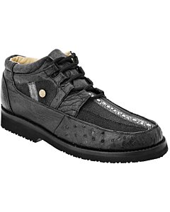 Zapato Estilo Casual-Urbano Piel De Mantarraya-Avestruz Color Negro WD 11-400