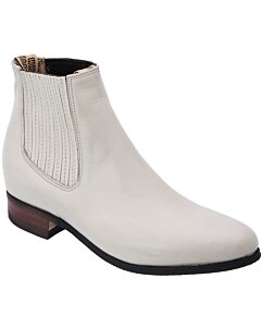 Botines Charros Piel Napa Color Hueso Suela Hule WD 11-704