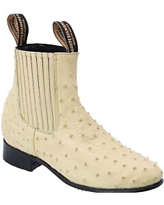 Botines Charros Piel De Avestruz Hueso WD 11-713