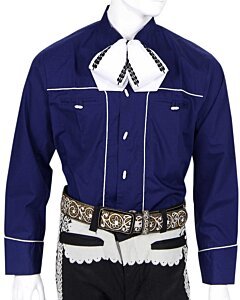 Camisa Azul Lisa Botón Tipo Hueso WD Boots 800