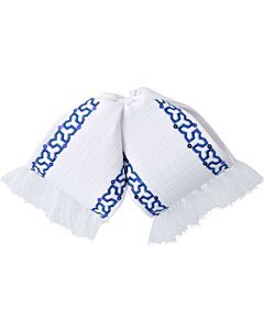 Moño Charro Fino Color Blanco Con Bordado Azul WD 11-973