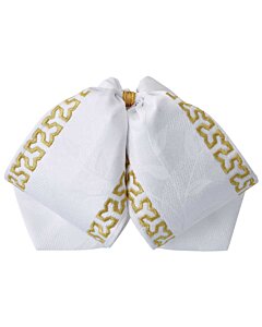 Moño Charro Fino Color Blanco Con Bordado Oro WD 11-970