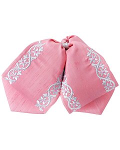 Moño Charro Fino Color Rosa Con Bordado Plata