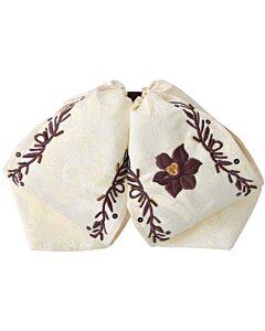 Moño Charro Fino Beige Con Bordado De Flor Café WD 11-976