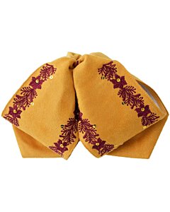 Moño Charro Fino Color Mostaza Con Bordado Vino WD 11-975