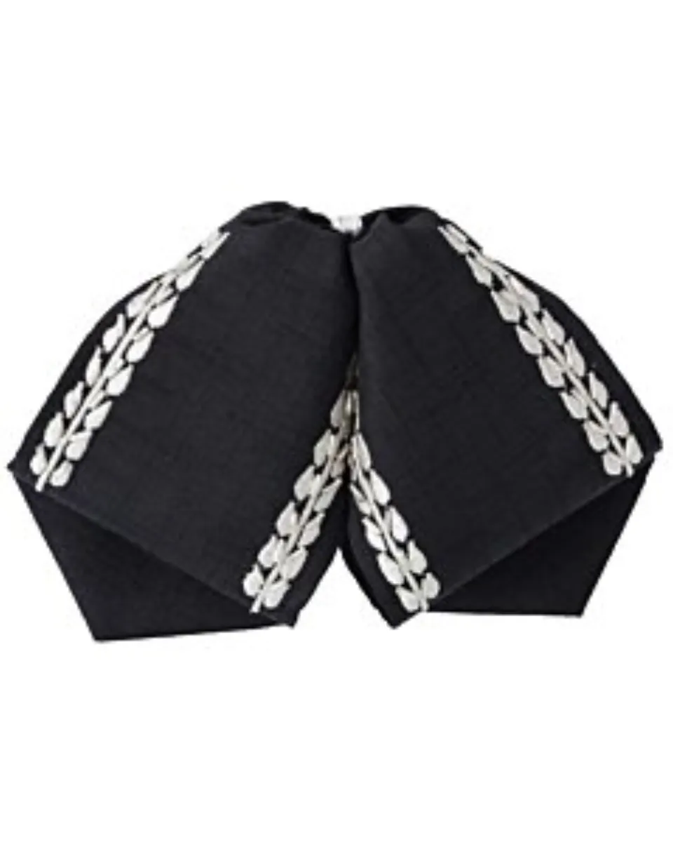 Moño Charro Fino Negro Bordado Blanco WD 11-981